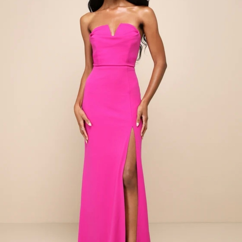 Lulu's Vibrant Pink Strapless Maxi Dress